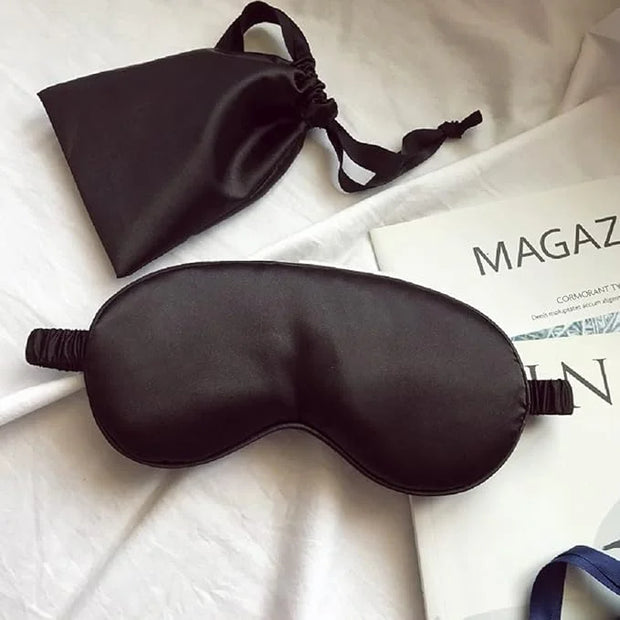 Silk Satin Sleeping Eye Mask, Black Sleep Eye Mask Night Blindfold for Women and Men, Soft Breathable Blackout Eyeshade Ey...