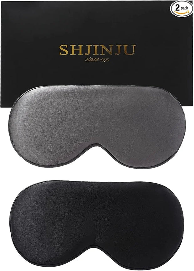 2-Pack 100% Real Natural Silk Eye Mask, Silk Sleeping Mask, Shade Puffy Eye Gift with Adjustable Straps, Sleep Eye Mask, B...