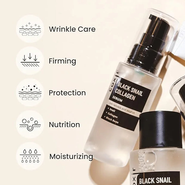 coxir BLACK SNAIL GIFT SET | Birthday Gifts | Foam Cleanser+Serum+Cream | Black Rice, Snail Mucin, Collagen, Peptide | Fir...