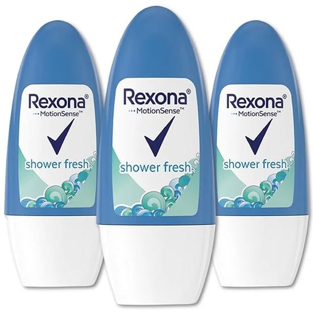Rexona Shower Fresh- Roll On, Antiperspirant Deodorant For Women, Free Alcohol, 48 Hours Protection, Quick Dry, It helps r...