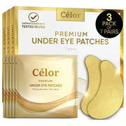 CÉLOR Under Eye Patches Premium - Golden Under Eye Mask Enriched with Hyaluronic Acid, Caffeine, Tea Tree & Collagen, Unde...