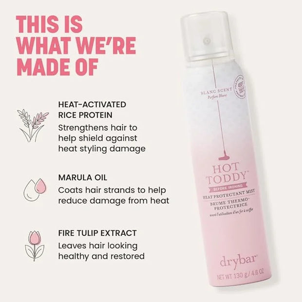 Drybar Hot Toddy Heat Protectant Mist Blanc Scent - Travel Size Lightweight Heat Protectant for Hair protects from Heat & ...