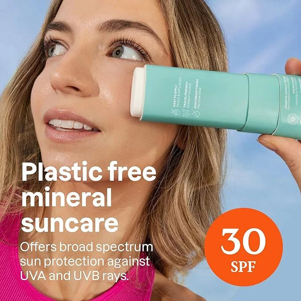 ATTITUDE Mineral Face Sunscreen Stick with Zinc Oxide, SPF 30, EWG Verified, Plastic-Free, Broad Spectrum UVA/UVB Protecti...