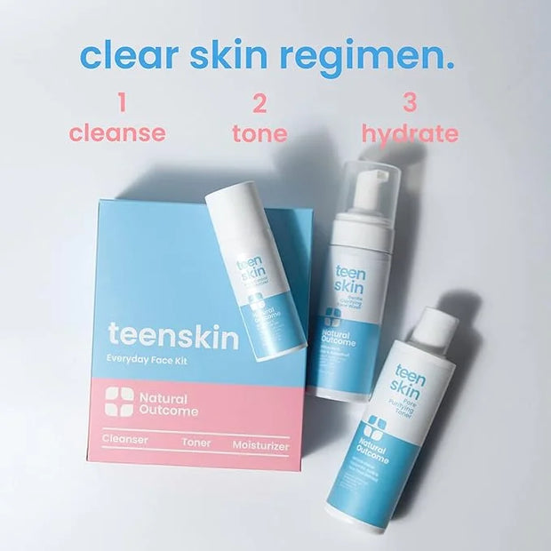 Teen Skin Care Kit 3-Step | Acne Face Wash Skin Care Regimen | Teen Skin Face Wash, Toner, & Moisturizer | Perfect for Tee...