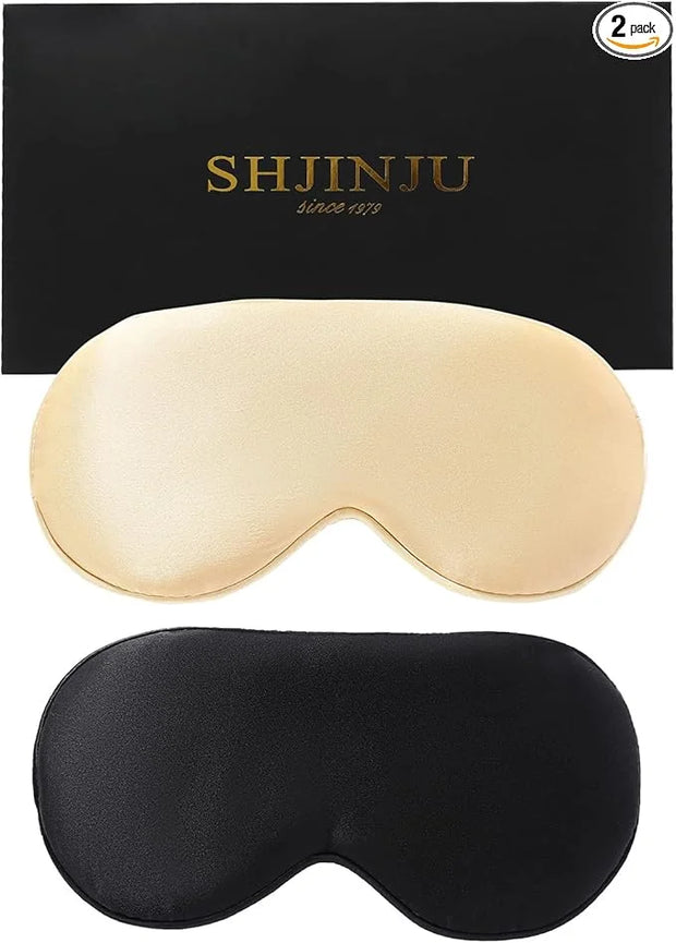 2-Pack 100% Real Natural Silk Eye Mask, Silk Sleeping Mask, Shade Puffy Eye Gift with Adjustable Straps, Sleep Eye Mask, S...