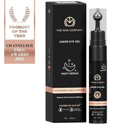 The Man Company Under Eye Gel With Cooling Massage Roller For Dark Circles, Fine Lines & Puffy Eyes with Caffeine & Hyalur...