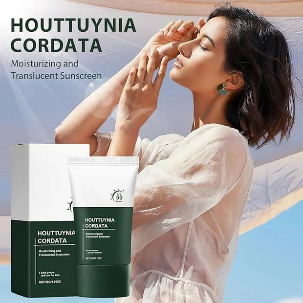2pcs Heartleaf Silky Moisture Sunscreen, Moisture Daily Sunscreen, Silky Moisturizing Sunscreen, Hydrating Moisturizing Es...