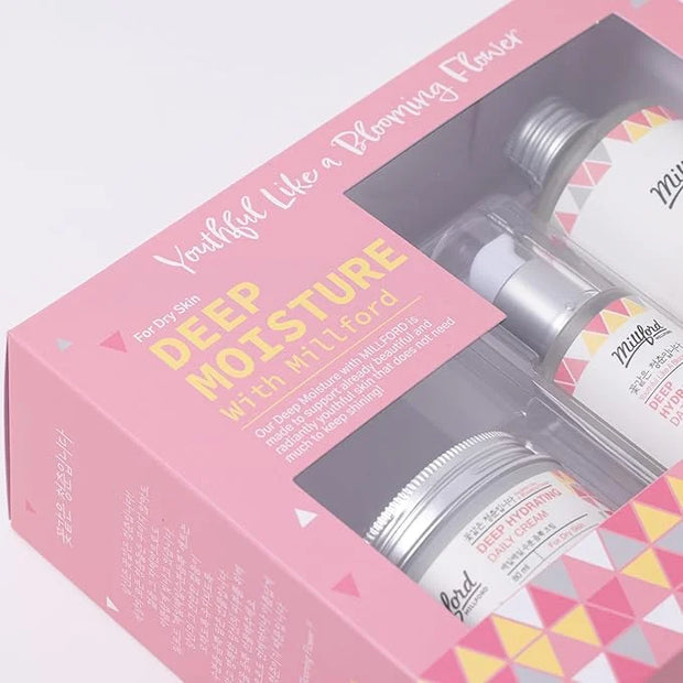 Deep Moisture Skincare Set with Panthenol and Hyaluronic Acid for Dry Skin, Moisturizing, Hydrating, Soothing, Face Moistu...