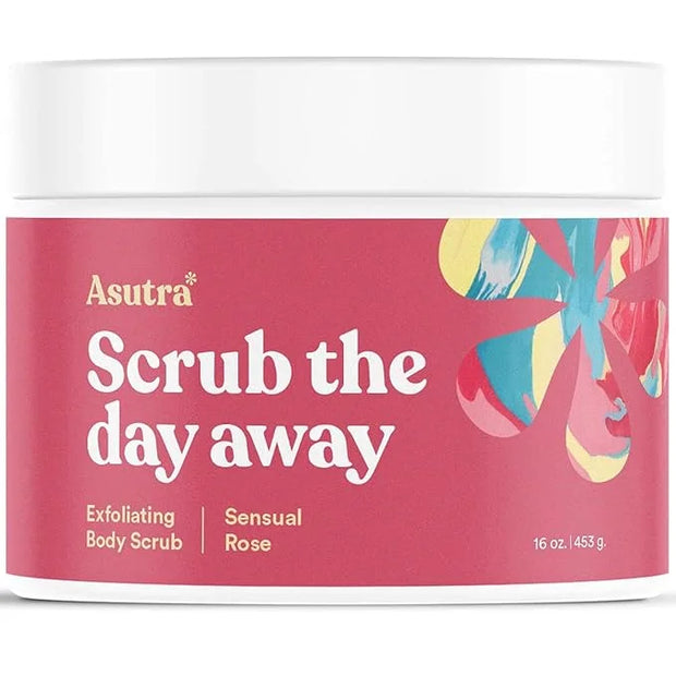 ASUTRA Dead Sea Salt Essential Oil Body Scrub Exfoliator (Sensual Rose), 16 oz - Ultra Hydrating, Gentle, & Moisturizing -...