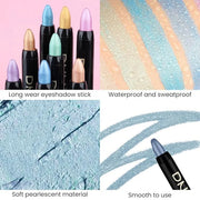 evpct Sky Blue Shimmer Cream Eye Shadow Brightener Sticks Set for Eyes, Blue Shimmery Matte Pencil Eye shadow Applicator S...
