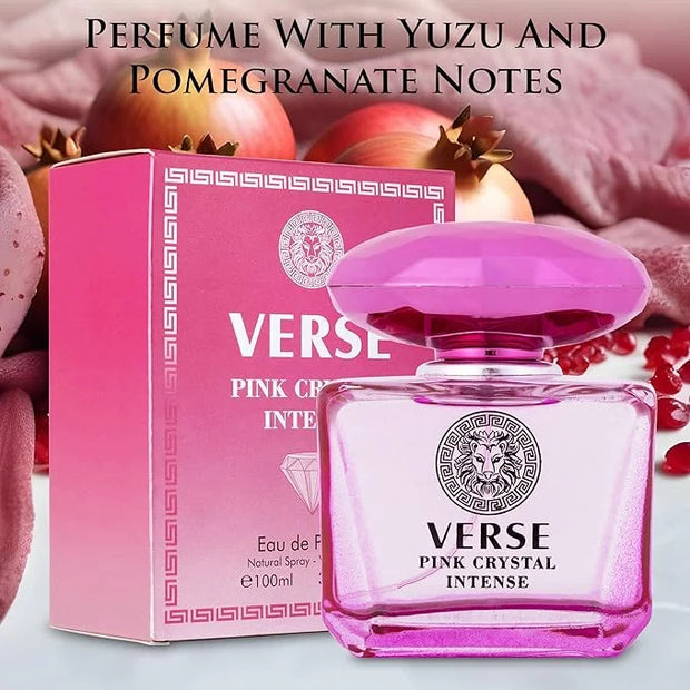 Verse Pink Crystal Intense for Women 3.4 fl Oz - Fruity & Floral Scents of Raspberry, Peony, Magnolia & Lotus Flowers - Ba...