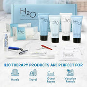 H2O Therapy Amenity & Accessory Kit | 0.85 oz Travel Size Shampoo, Conditioner, Lotion, Body Wash, Massage Bar, Cleansing ...