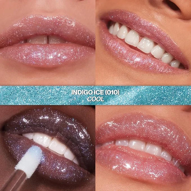 REVLON Super Lustrous Glimmer Gloss, Hydrating Lip Makeup, Non-Sticky, High-Shine Finish, Plant-Based Glitter, 010 Indigo ...