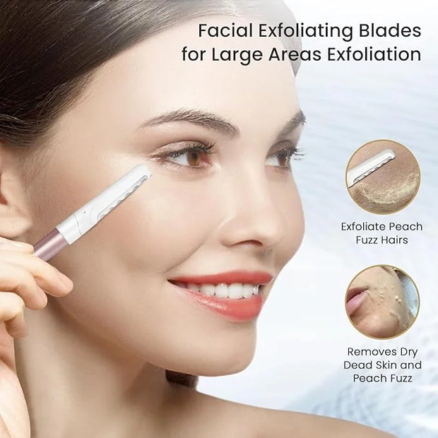 Dermaplaning Tool for Face Exfoliation, with 20 Replaceable Blades, Facial Shaver/Eyebrow Razor, Peach Fuzz Removal Eyebro...