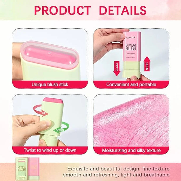 MEICOLY Multi Use Makeup Blush Stick,On-the-Go 2-in-1 Lip Cheek Cream Blush Stick,Waterproof Solid Face Blush Makeup Cheek...