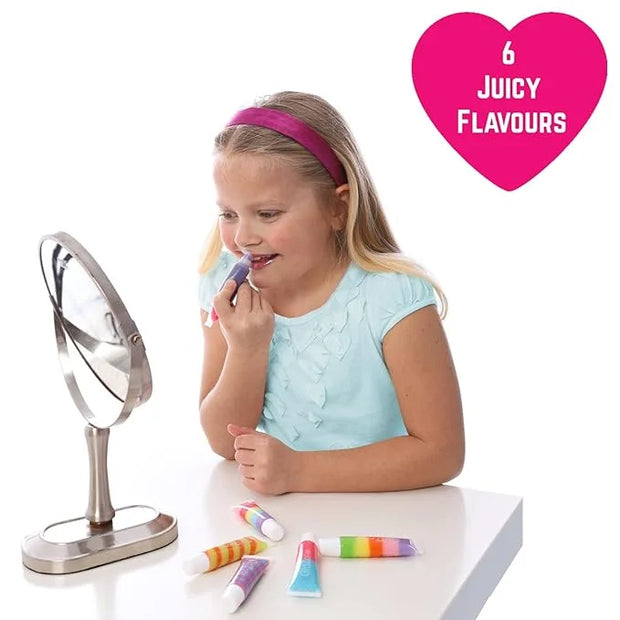 GirlZone Rainbow Fruity Lip Gloss Makeup Set for Kids and Girls, Fabulous Lip Balm Set for Kids with 6 Fruit Scented Lip G...