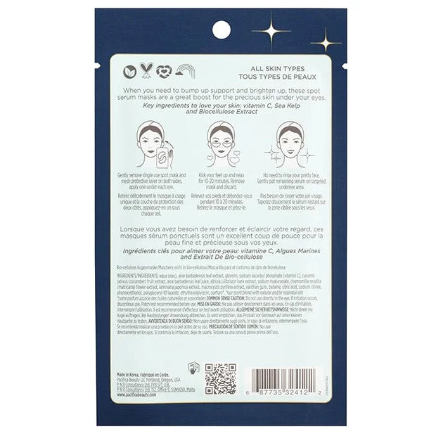 Pacifica Undereye Spot Serum Mask – Bright Eye Vitamin C Mask for Dark Circles & Hydration, Brightening Under Eye Treatmen...