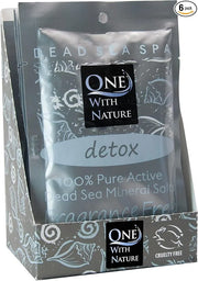 100% Pure Dead Sea Mineral Bath Salt Fragrance Free 6 Pack 2.5 oz Single Use Packets with Magnesium, Sulfur and 21 Essenti...