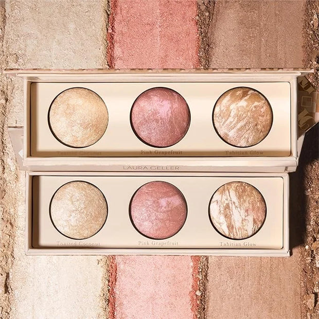 LAURA GELLER NEW YORK Geller's Greatest Lift-n-Glow Baked Trio Palette - Highlighter, Blush, Bronzer - All Skin Tones - Pr...