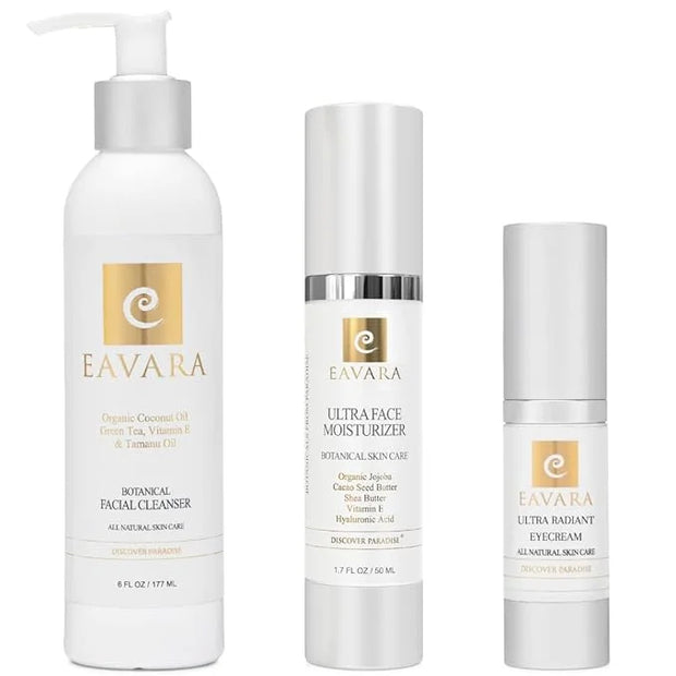 Organic Facial Cleanser, Anti Aging Eye Cream and Natural Ultra Face Moisturizer - Product Image