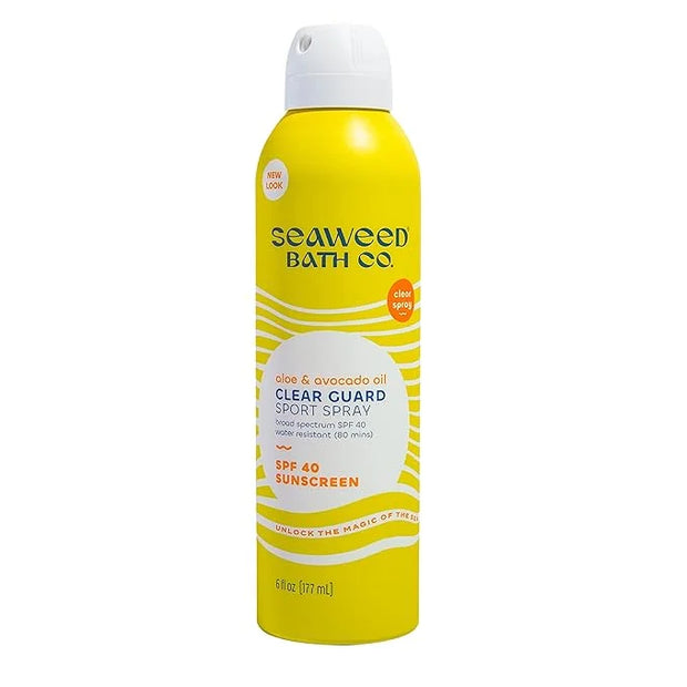 Seaweed Bath Co. Clear Guard SPF 40 Sport Broad Spectrum Sunscreen Spray, 6 Ounce, Sustainably Harvested Seaweed, Aloe, Av...