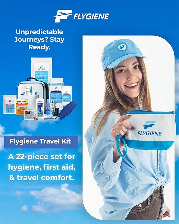 Travel Kit – Complete Airplane Travel Essentials Set for Men, Women, & Kids with Washable Case – 22-Piece TSA-Friendly Ess...