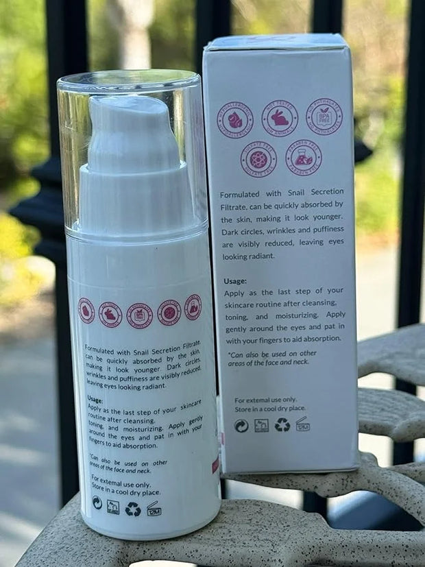 Snail Peptide Eye Cream with 73.7% Snail Mucin and Niacinamide- Brightening Korean Night Cream for Fine Lines and Dark Cir...