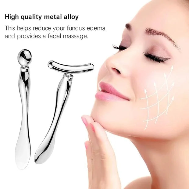 BetterJonny 3Pcs Metal Eye Cream Applicator Roller Wand Stick, Cosmetics Spoon Eye Cream Massager Wand Girls Women Facial ...