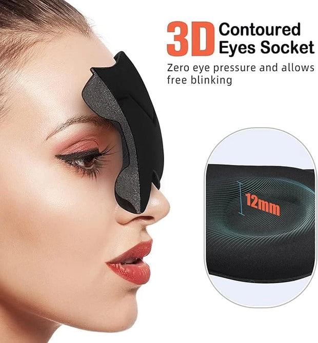 Sleep Eye Mask for Men Women 3D Contoured Cup, Concave Molded, Block Out Light, Molded Soft Comfort Eye Shade with Adjusta...