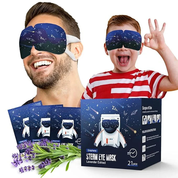 21 Packs Double Earloops Steam Eye Masks for Dry Eyes, Graphene Warm Eye Mask, Heated Eye Mask Reduce Puffiness & Dark Cir...