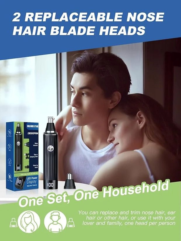 LED Display Ear and Nose Hair Trimmer Clipper for Men Women,2025 Rechargeable 2 in 1 Professional Painless Eyebrow & Facia...