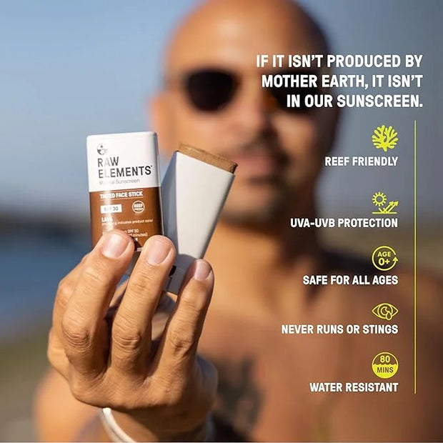 Raw Element Ultra-Moisturizing Face Tint Sunscreen, SPF 30+, Non Toxic Mineral Face Cream, Non Nano Zinc Oxide, Reef Frien...
