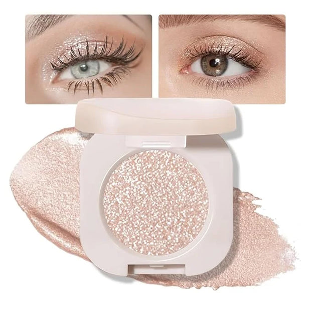 Glitter Shimmer Sparkle Eye Shadow Palette Makeup for Green Blue Eyes, Pearl White Silver Glitter Shimmer Metallic Hologra...