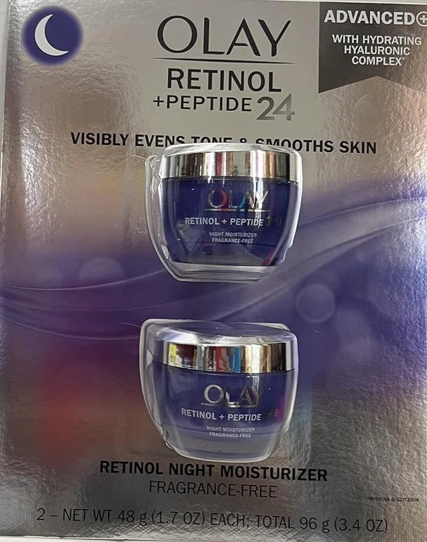 Olay Retinol + Peptide 24 Fragrance Free Night Moisturizer, 1.7 OZ (2 Packs) - Product Image