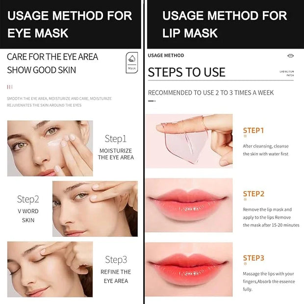 MEICOLY 30 Pads Lip and Eye Mask Sheet,Moisturizing Gold Caviar Under Eye Mask Strawberry Lip Mask,Crystal Anti-Aging Eye ...