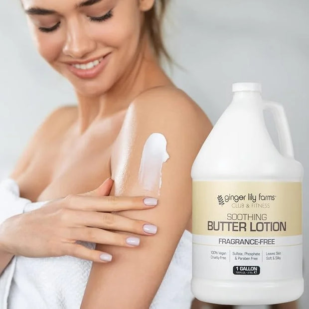 Ginger Lily Farms Club & Fitness Soothing Butter Lotion for Dry Skin, 100% Vegan & Cruelty-Free, Fragrance Free, 1 Gallon ...