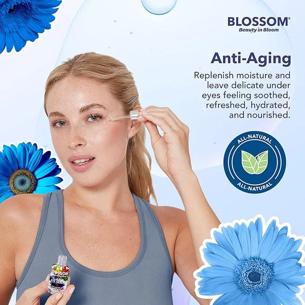 Blossom All Natural Eye Serum with Essential Oils, Organic Cruelty Free Moisturizing, Infused with Real Flowers, Made in U...