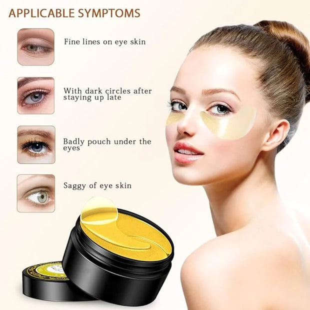 Golden Under Eye Patches (30 Pairs Eye Gels) - Golden Eye Mask with Amino Acid & Collagen - Rejuvenating Treatment for Dar...