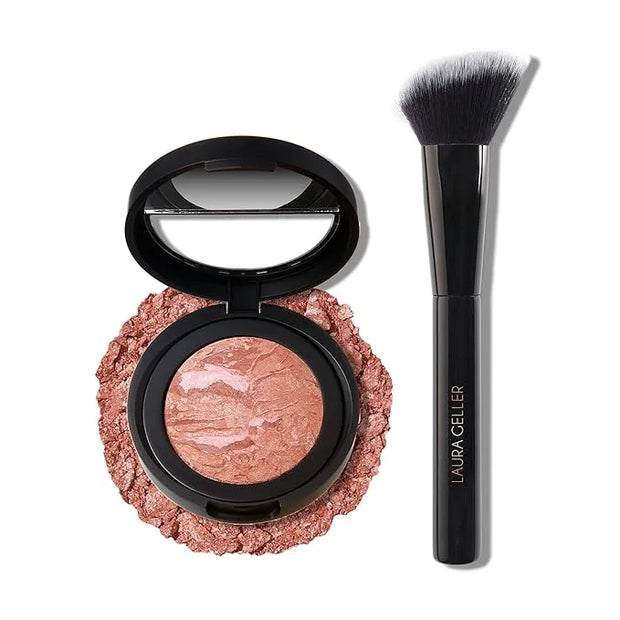 LAURA GELLER NEW YORK Baked Blush-n-Brighten Marbleized Blush + Angled Brush (06 Pink Grapefruit, 47mm) - Product Image