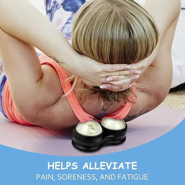 Jade Eye Mask&Weighted Roller Massage Ball - Double Ball Massage Tool for Reliefs Muscle Pain - Product Image