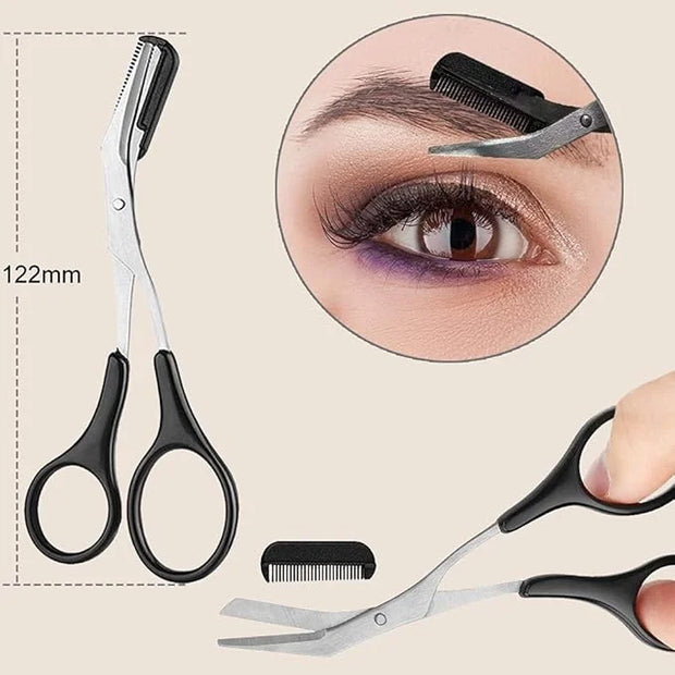 KINGMAS 9 in 1 Eyebrow Kit, Face Razors, Facial Trimmer Shaver, Eyelash Comb, Angled Brush, Grooming Scissors, Tweezers fo...
