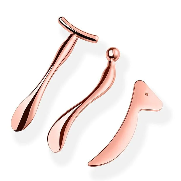 KOIBITO 3 PCAK Cooling Metal Facial Massage Stick, Eye Cream Applicator Wand, Gua Sha Scraping Tool Set, Reduce Puffiness ...