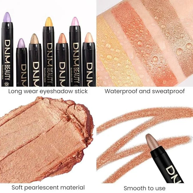 evpct Bronze Gold Shimmer Cream Eye Shadow Brightener Sticks Set for Eyes, Bronze Gold Shimmery Matte Pencil Eye shadow Ap...
