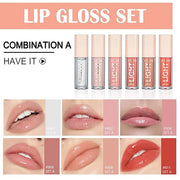 CAHIUYOA Light 6PCS Lip Gloss Set,Nude Pink Lip Gloss Kit Shine Glossy and Moisturizing,Lip Plumping Pack Bulk Liquid Lips...