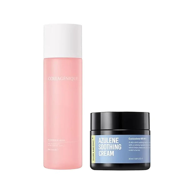 Glow & Calm Daily Skincare Set_Collagen Lifting Ampoule + Azulene Soothing Cream - Product Image