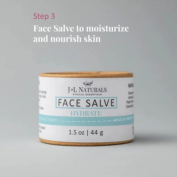 J&L Naturals Exceptional Skin Regimen Kit With Cleansing Bar, Face Salve, Konjac Sponge, Lip Balm | For Oily, Dry, Mature,...