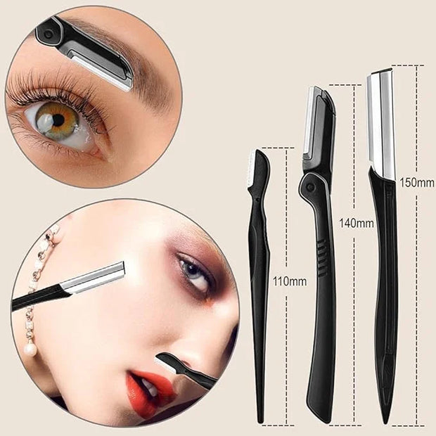 KINGMAS 9 in 1 Eyebrow Kit, Face Razors, Facial Trimmer Shaver, Eyelash Comb, Angled Brush, Grooming Scissors, Tweezers fo...