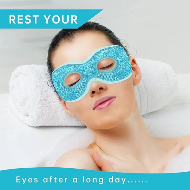 2PCS Gel Eye Mask, Hot Cold Compress Pack Eye Therapy Gel Bead Eye Masks, Reusable Cooling Ice Eye Mask with Holes, for Pu...