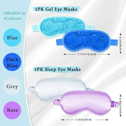 Cooling Eye Mask and Silky Sleep Mask 4 Packs for Man Women for Sleeping Frozen Ice Eye Mask Cold Warm Compress Dark Circl...
