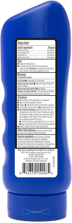 Amazon Brand - Solimo Sport Sunscreen Lotion, SPF 30, Formulated without Octinoxate & Oxybenzone, Broad Spectrum UVA/UVB P...
